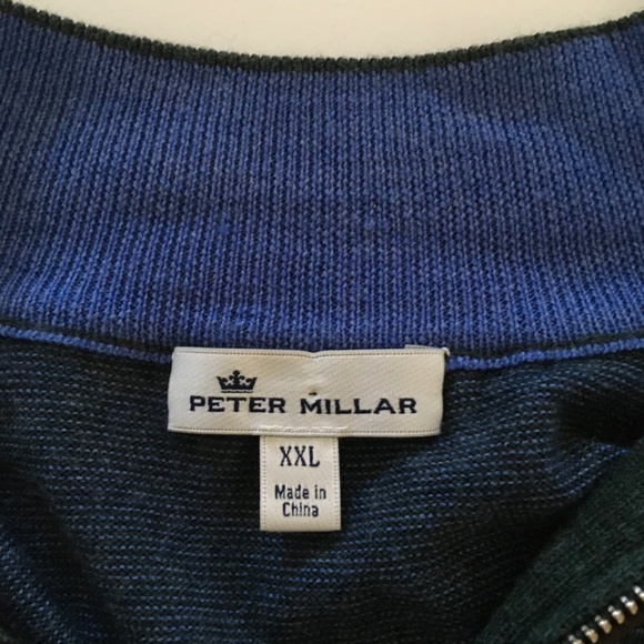 Peter Millar Striped 1/4 Zip Blue Green sweater XXL 100% Extrafine Merino Wool - Picture 9 of 14